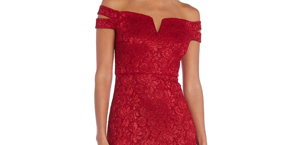 Nightway Women's Lace Off-The-Shoulder Gown