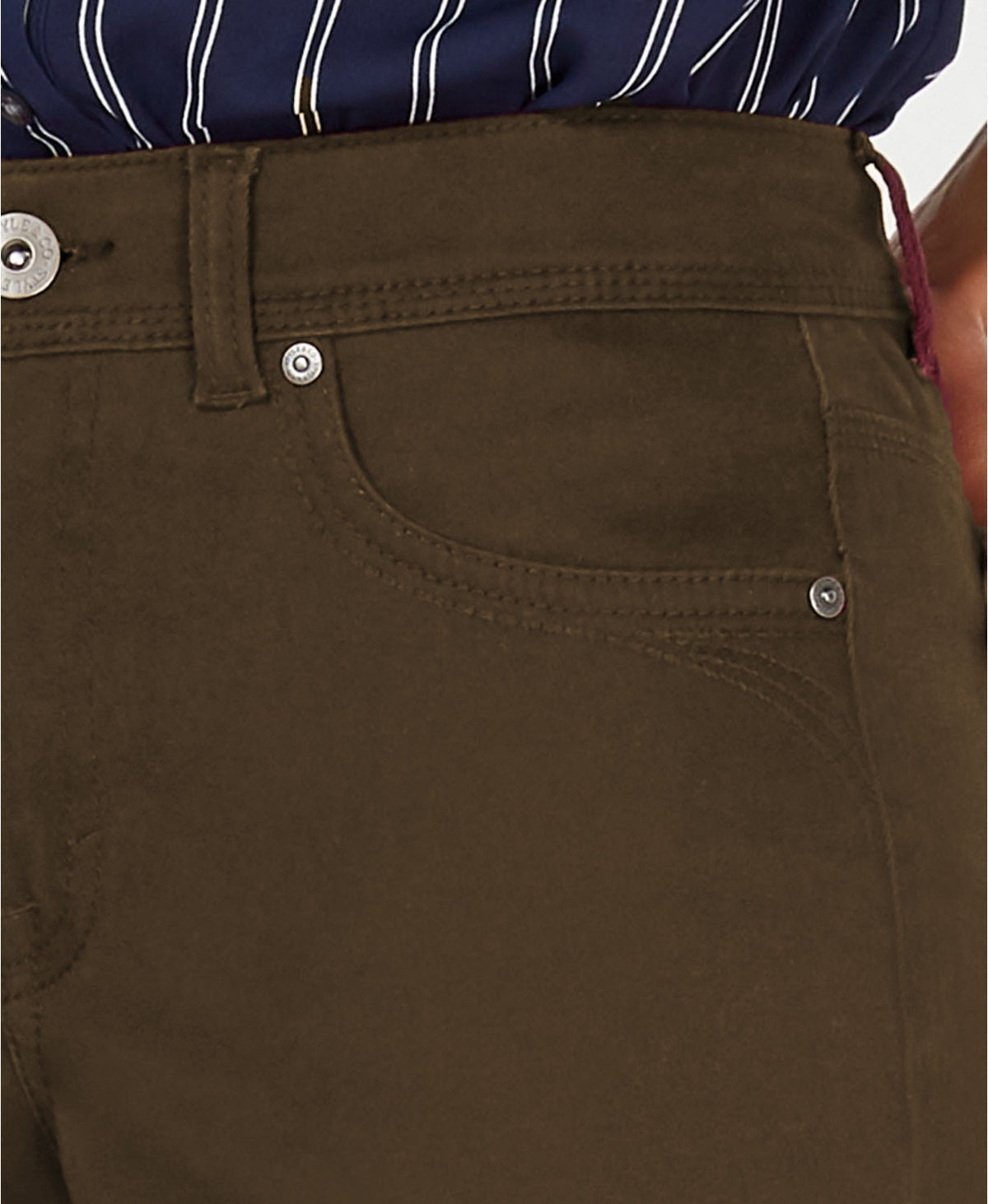 Style & Co Women's Rail Tummy-Control Straight-Leg Jeans Olive Size 12 Short