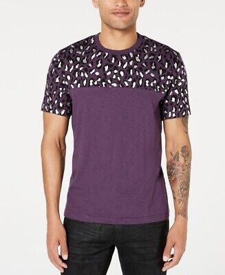 INC International Concepts Men's Foil Leopard T-Shirt Purple Size X-Small