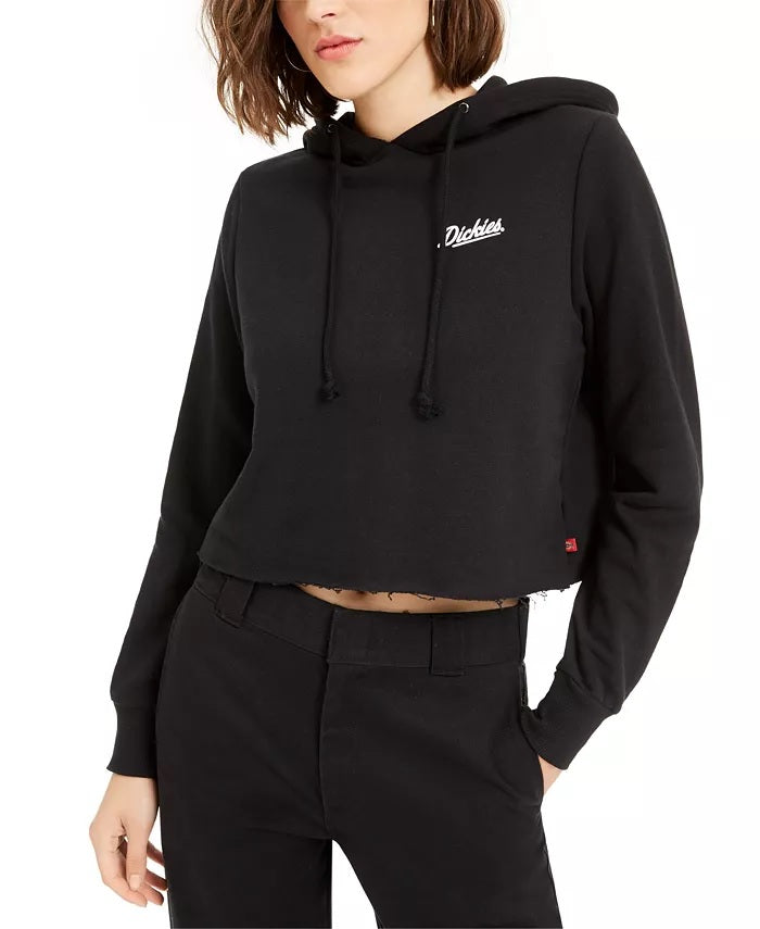 Dickies Women's Cropped Cotton Logo Hoodie Black Size X-Small