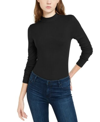 Self Esteem Junior's Mock Neck Bodysuit Black   Size Small