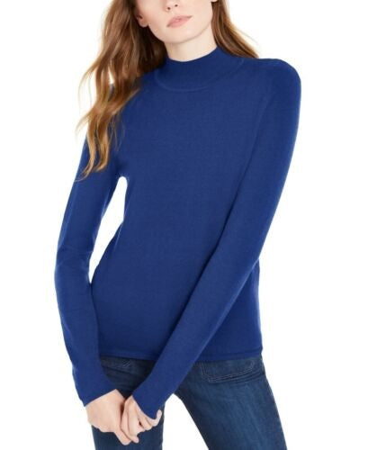Maison Jules Women's Mock-Neck Sweater  Blue Size X-Small