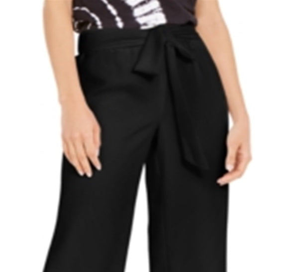 INC International Conceptsc Women's Solid Tie Front Culottes Black Size Petite Medium