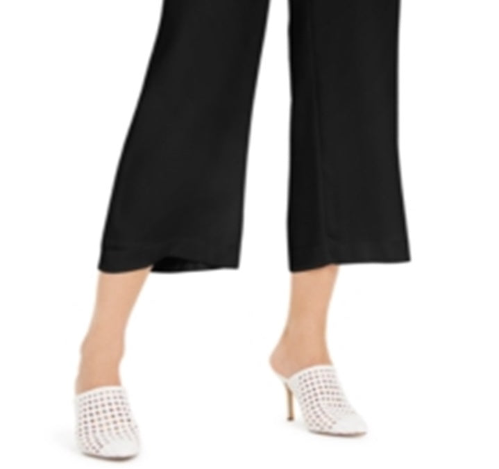 INC International Conceptsc Women's Solid Tie Front Culottes Black Size Petite Medium