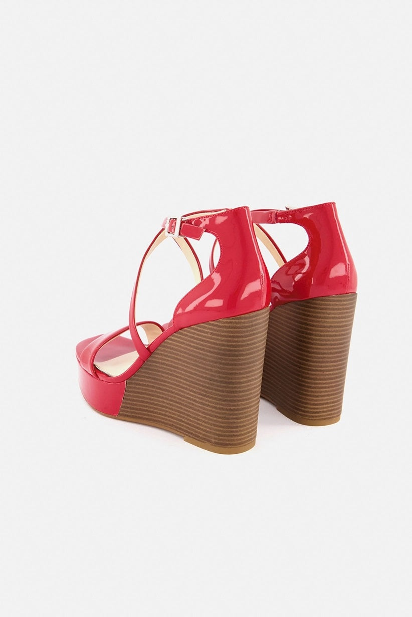 Jessica Simpson Women's Samira Strappy Wedge Sandals Shoes Bright Red  Size 6.5M
