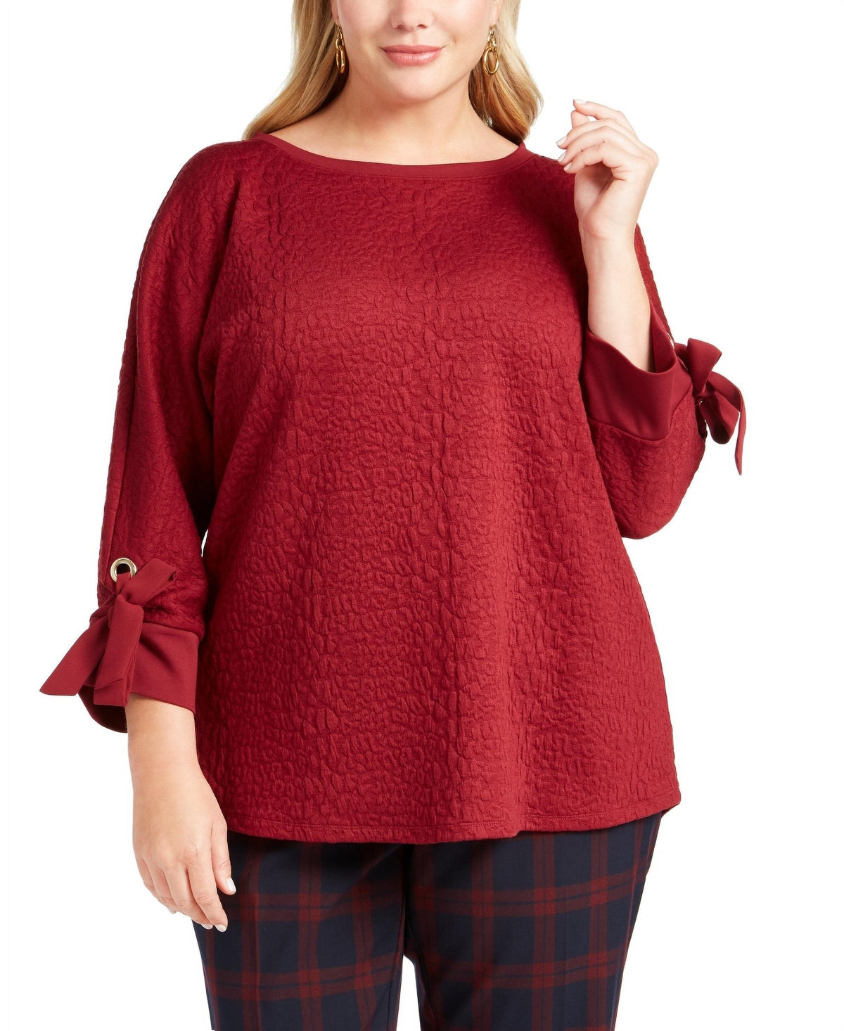 Charter Club Women's PlusTextured Top Red Size 3X