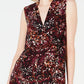 Bar III Women's Printed V Neck Shell Red Size Medium