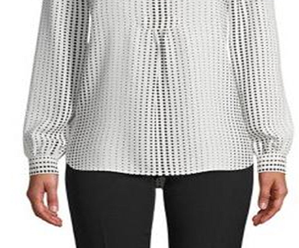 Anne Klein Women's Long Sleeve Dot Tunic White Size S