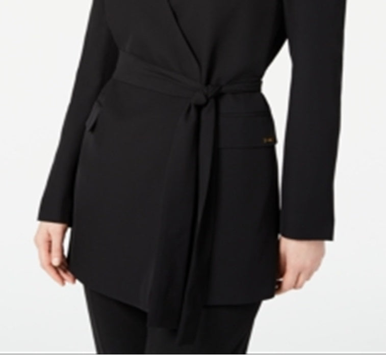 Calvin Klein Women's Long Belted Blazer Black Size Medium