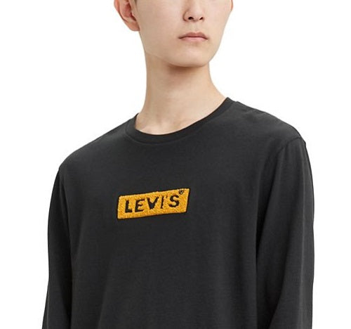 Levi's Men's Limited Collection Chenille Boxtab Long Sleeve T-Shirt Black Size X-Large