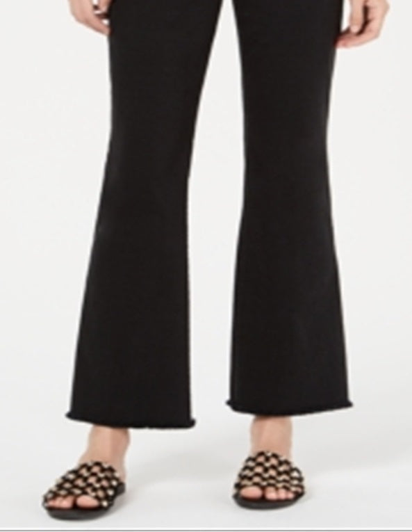 Bar III Women S Marley High-Waist Frayed-Hem Cropped Pants Black Size 14