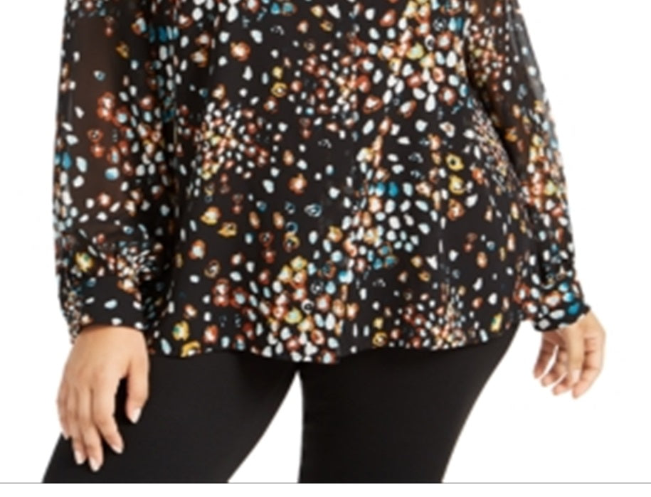 Alfani Women's Plus Printed Blouse Black Size 0X