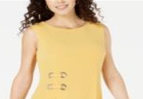 JM Collection Women's Grommet Waist Dress Yellow Size Petite SM