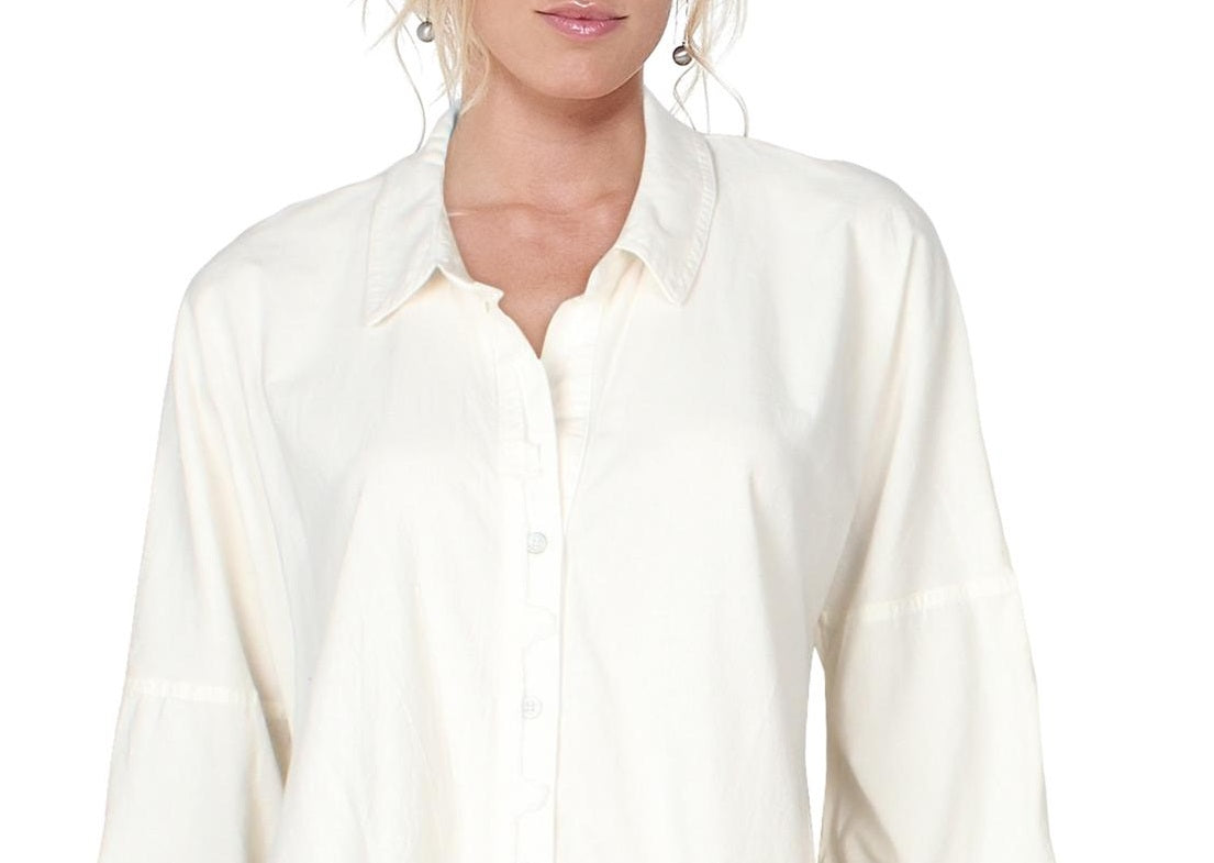 Free People Women's Whistler Button Down Top Cotton Oversized White Size Small