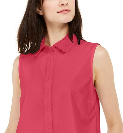 Alfani Women's Button Down Sleeveless Button Down Top Red Size X-Large