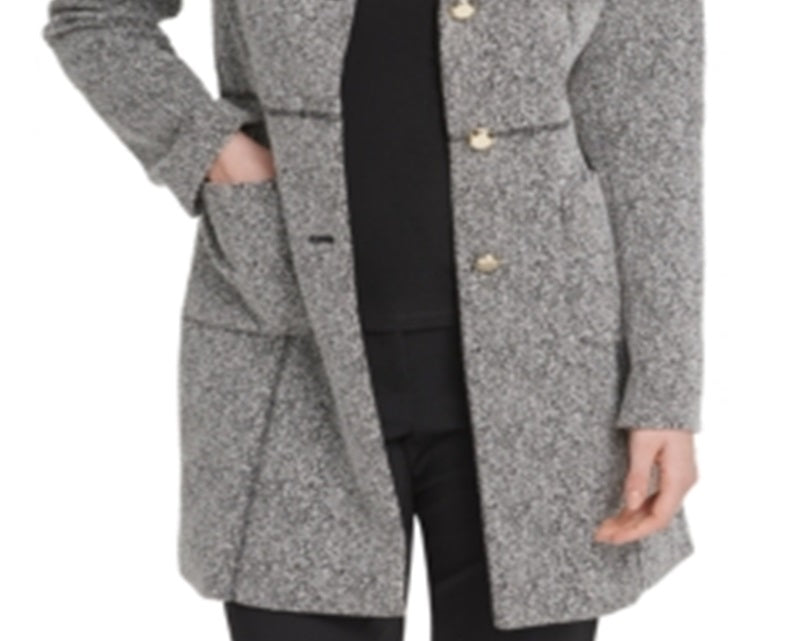 DKNY Women's Speckled Knit Topper Jacket -Gray- Size 8