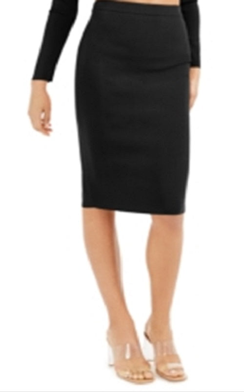Bar III Women's Bodycon Cropped Crew Neck Sweater Black Size XX-Large