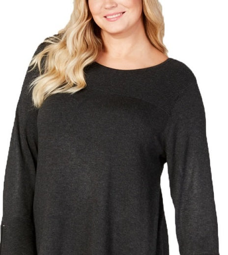 Alfani Women's Plus Ottoman Stitch Sweater Black Size 1X