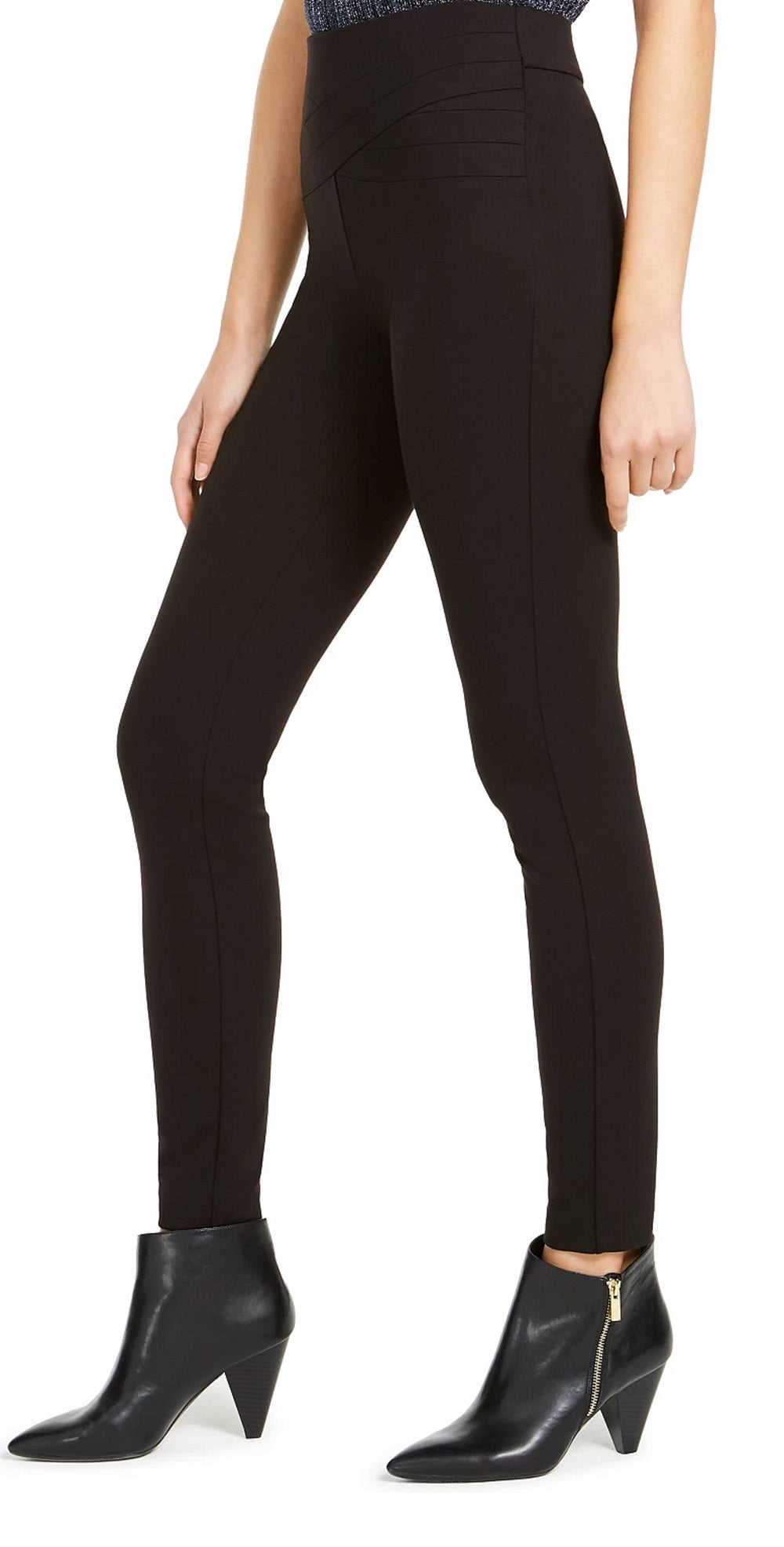 INC International Concepts Women's Wavy Waistband Pull On Pants Black Size 14 Petite