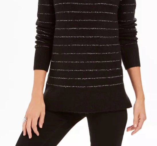 Style & Co Women Lurex Cowl-Neck Sweater Black Size Extra Large