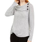 BCX Juniors' Button Trim Ribbed Sweater Gray Size Extra Small