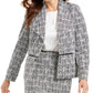 Kasper Women's Metallic Jacquard Wing Collar Jacket Charcoal Size 6
