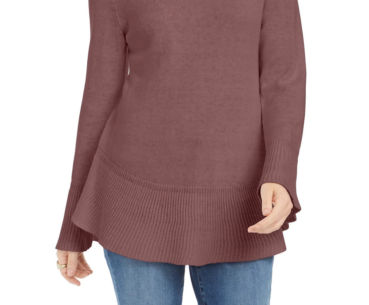 Style & Co Women's Ruffle Hem Knit Sweater Purple Size ium
