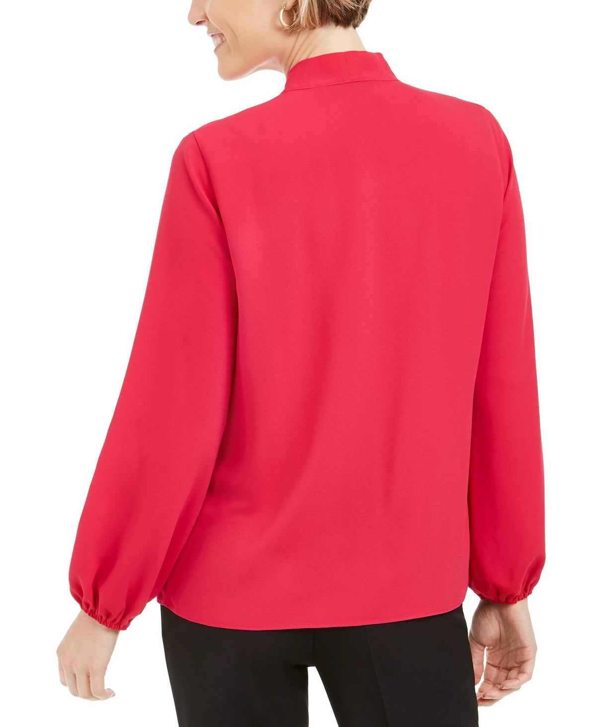 Kasper Women's Ruffled Tie-Neck Blouse Red Size Medium