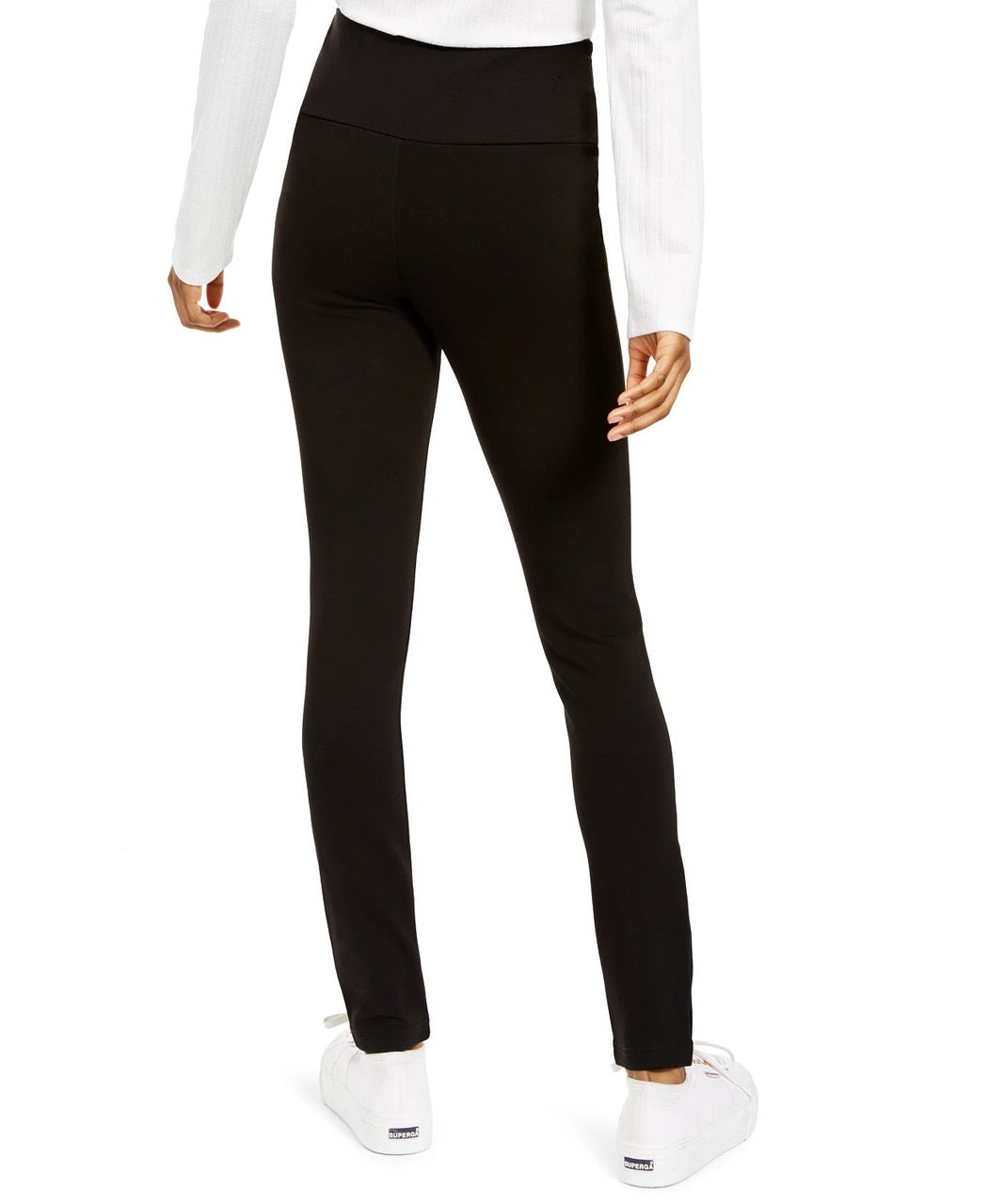 Hippie Rose Junior's Snap-Hem Pull On Ponte Pants Black Size Small