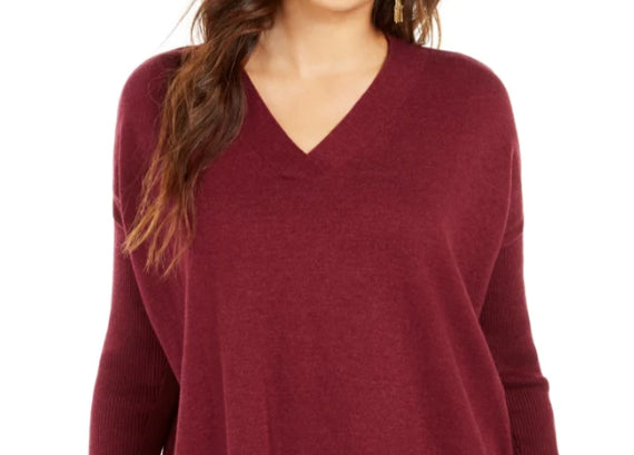 Style & Co Women's V-Neck Tunic Sweater Red Size XX-Large