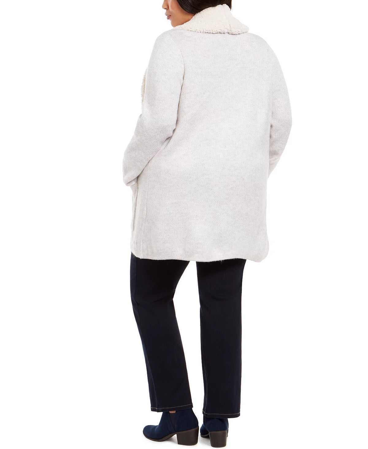Style & Co Women's Plus Size Sherpa-Collar Cardigan Gray Size 3X