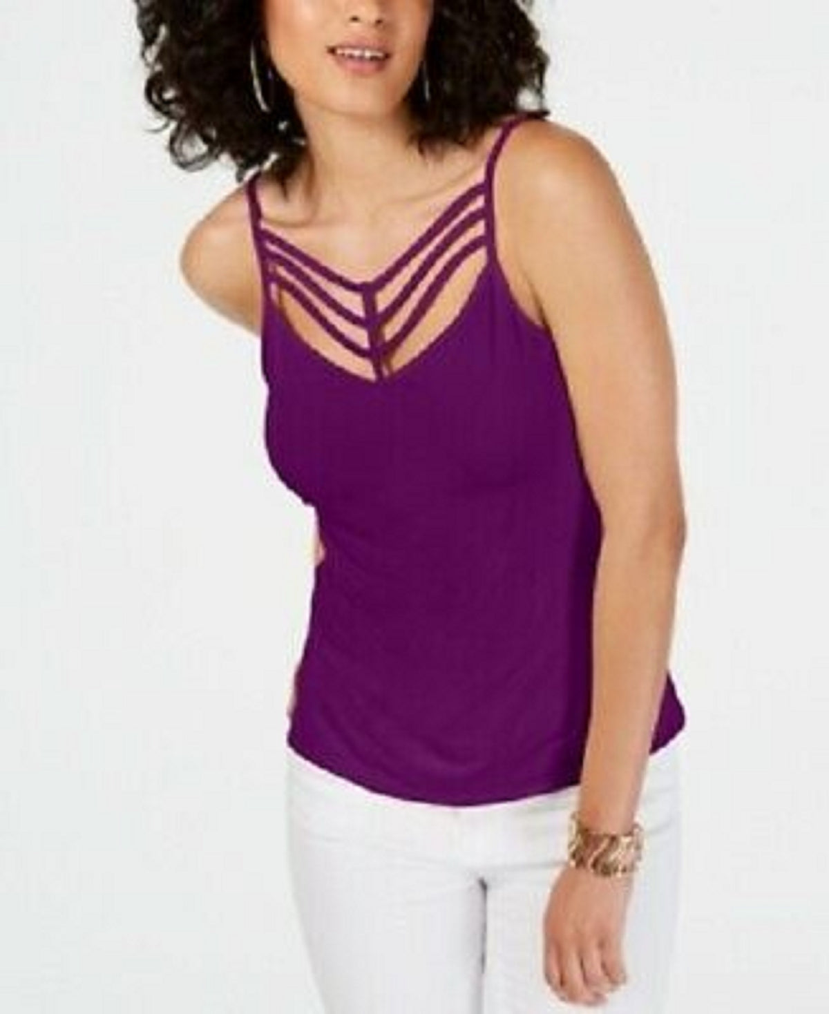 Thalia Sodi Women's Ladder-Trim Tank Top Dark Purple Size Small